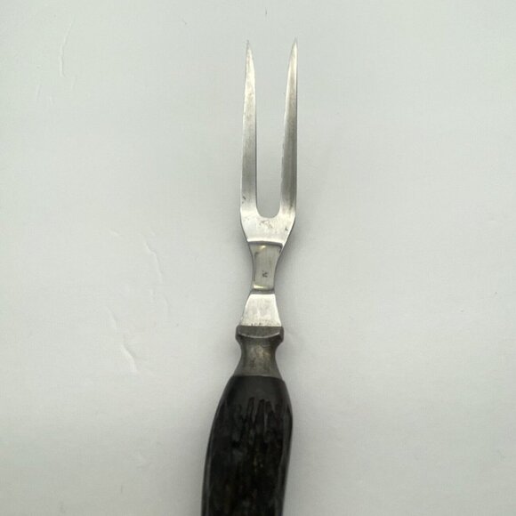 Vintage Cattaraugus Vanadium Knife And‎ Fork Stag Black Handle Carving Set Retro - Picture 10 of 11